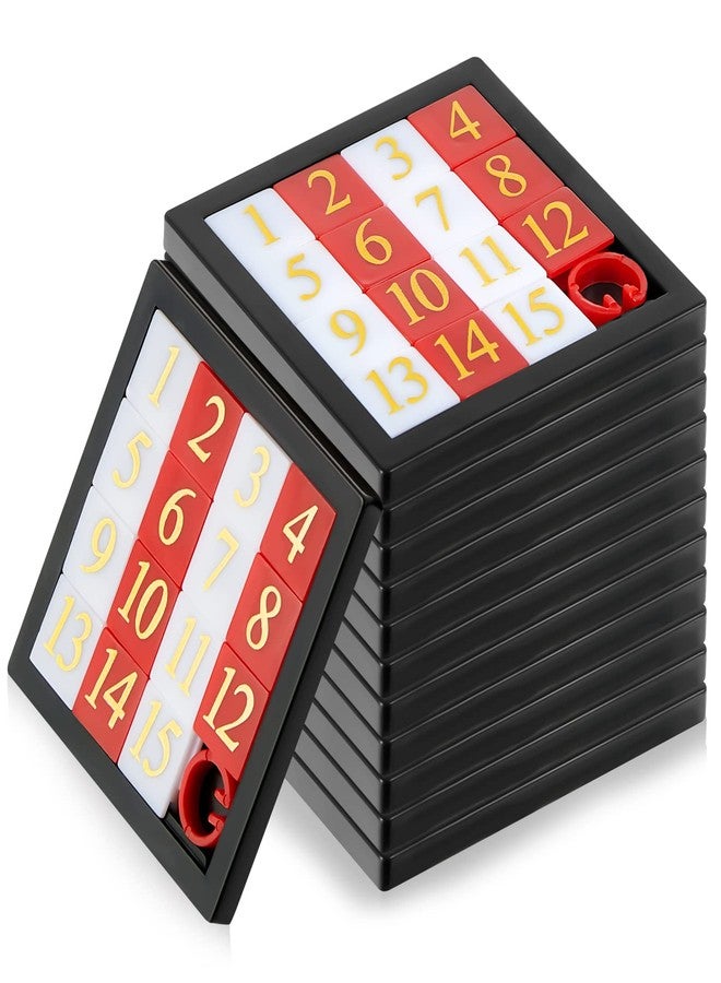 Suilung 12 Pcs Number Slide Puzzles 15 Puzzle Slide Game Brain IQ Educational Teaser Learning Tool Number Learning Educational Toys for Christmas Party Favor, 2.6 x 2.6 Inch - Image 1
